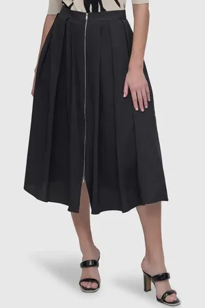 DKNY Front Zip Pleat Parachute Midi Skirt in at Nordstrom, Size 0