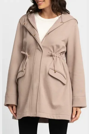 Séraphine Fleece Back Jersey Hooded Maternity Coat in at Nordstrom, Size Xx-Large