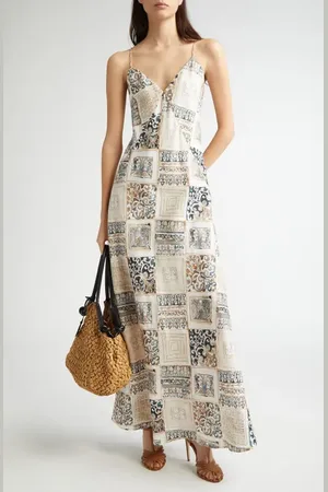 ELEVENTY Tile Print Linen Slipdress in at Nordstrom, Size 0 Us