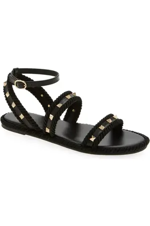 VALENTINO GARAVANI Rockstud Ankle Strap Flat Sandal in at Nordstrom, Size 8Us