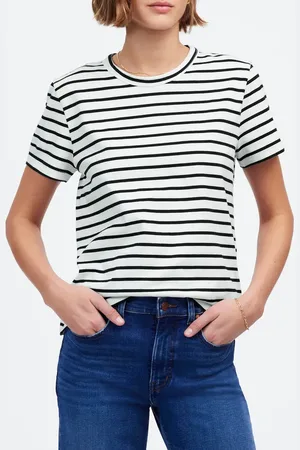 Madewell Perfect Stripe Cotton Crewneck T-Shirt in at Nordstrom, Size Xx-Small