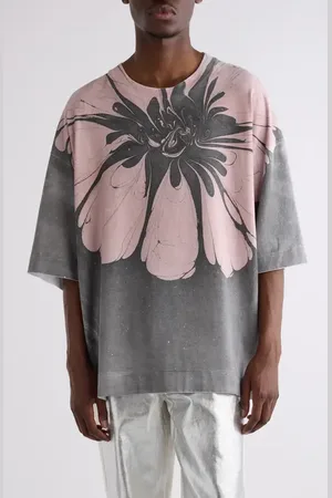 DRIES VAN NOTEN Hen Floral & Solid Oversize T-Shirt in at Nordstrom, Size Medium