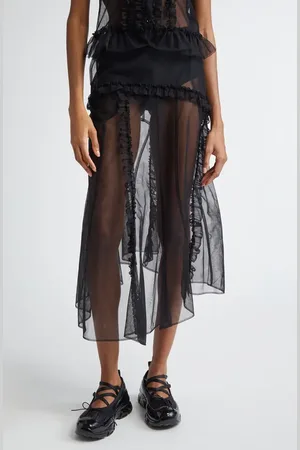 Simone Rocha Ruffle Multiseam Sheer Tulle Midi Skirt in at Nordstrom, Size 8