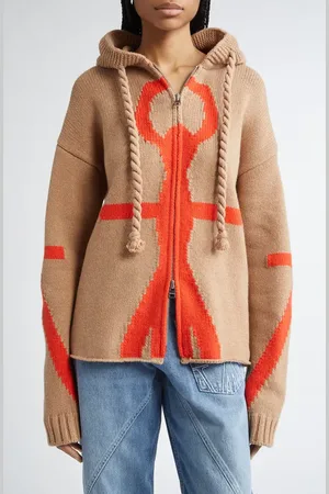 J.W.Anderson Anchor Intarsia Hooded Wool Zip Sweater in at Nordstrom, Size X-Small