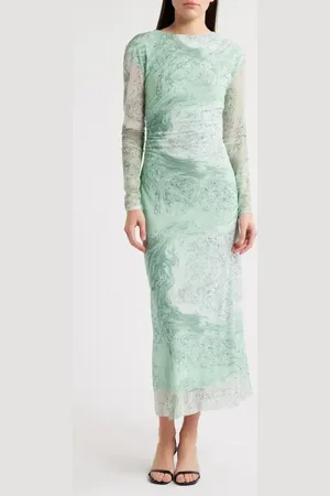 & OTHER STORIES Abstract Print Long Sleeve Mesh Dress in at Nordstrom, Size X-Large