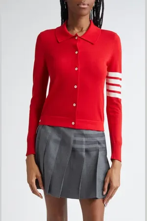 Thom Browne 4-Bar Jersey Stitch Cardigan in at Nordstrom, Size 8 Us