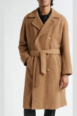 De Bonne Facture Grandad Belted Hair Double Breasted Coat at Nordstrom, Size 42 Us