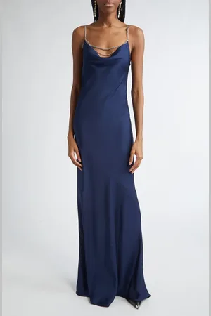 Paco rabanne Jeweled Cowl Neck Satin Gown in at Nordstrom, Size 12 Us
