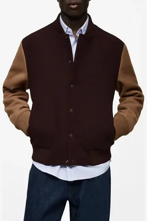 MANGO Two-Tone Varsity Jacket in at Nordstrom, Size Large