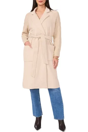 Vince Camuto Mixed Media Tie Waist Cardigan in at Nordstrom, Size X-Large