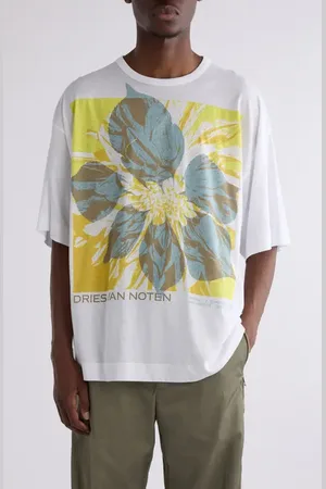 DRIES VAN NOTEN Huin Floral Oversize Cotton Graphic T-Shirt in at Nordstrom, Size X-Large