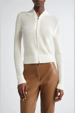 Max Mara Cobalto Waffle Knit Zip Front Cardigan in at Nordstrom, Size X-Small