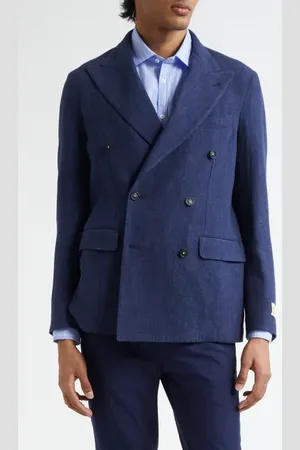 MASSIMO ALBA Monster Double Breasted Linen & Virgin Wool Blend Sport Coat in at Nordstrom, Size 44 Us