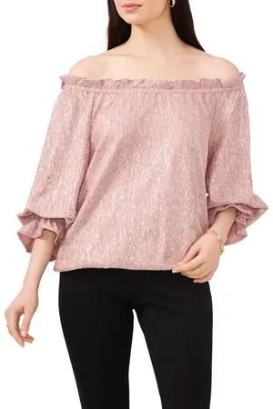Chaussmoi Metallic Off the Shoulder Blouse in at Nordstrom, Size Small