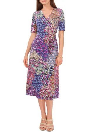 Chaussmoi Mix Print Fit & Flare Midi Dress in at Nordstrom, Size Small