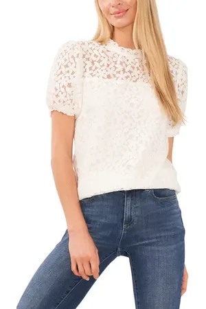 CE&CE Puff Sleeve Floral Lace Blouse in at Nordstrom, Size Xx-Small