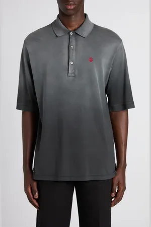 Alexander McQueen Embroidered Skull Ombr?? Oversize Cotton Polo in at Nordstrom, Size Large