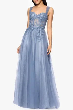 Blondie Nites Lace Embellished Corset Glitter Tulle A-Line Gown in at Nordstrom, Size 3