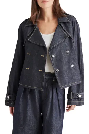 Steve Madden Sirus Crop Denim Trench Coat in at Nordstrom, Size X-Large