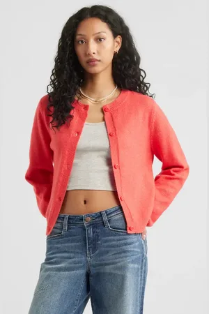 BP. Crewneck Cotton Blend Cardigan in at Nordstrom, Size X-Small