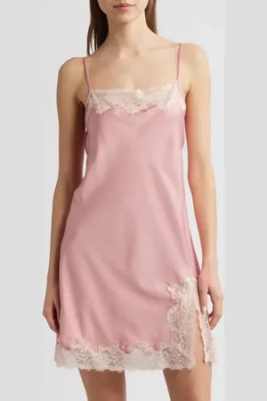 Open Edit Lace Trim Satin Chemise in at Nordstrom, Size X-Small