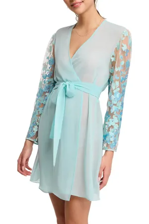 Rya Collection Vija Sheer Robe & Thong Set in at Nordstrom, Size Medium