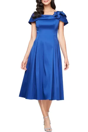 Alex Evenings Floral Detail Off the Shoulder Mikado Cocktail Dress in at Nordstrom, Size 14
