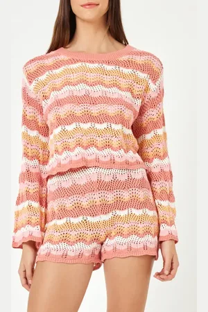 L*Space Sun Ray Stripe Crop Cotton Cover-Up Sweater in at Nordstrom, Size X-Large