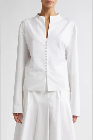 Fforme Yancy Fitted Organic Cotton Poplin Button-Up Shirt in at Nordstrom, Size Large