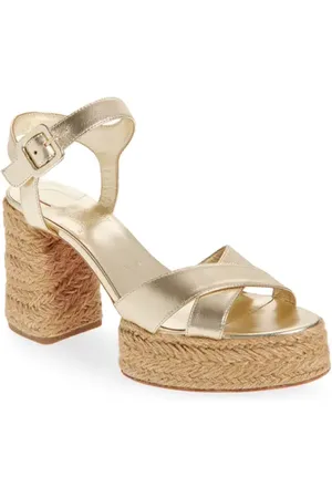 Christian Louboutin Calakala Metallic Leather Espadrille Platform Sandal in at Nordstrom, Size 7Us