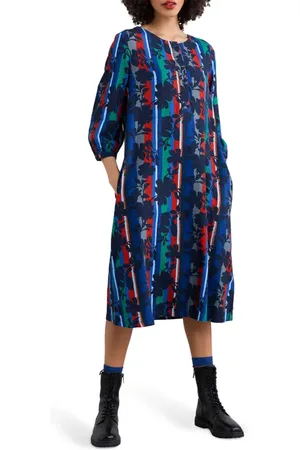 Seasalt Cornwall Sea Call Floral Stripe Linen Blend Midi Dress in at Nordstrom, Size 10 Us