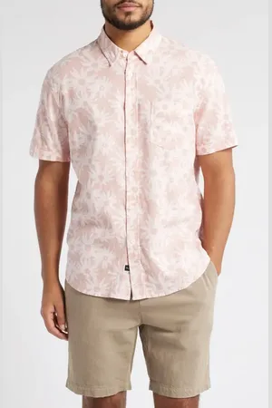 Rails Carson Short Sleeve Stretch Linen Blend Button-Up Shirt in at Nordstrom, Size X-Large