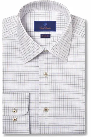 David Donahue Regular Fit Dobby Tattersall Check Dress Shirt in at Nordstrom, Size 15.5 - 32