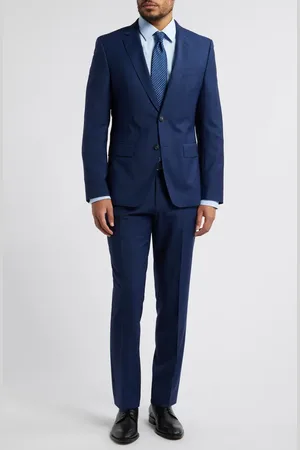 HUGO BOSS Huge Slim Fit Navy Glen Plaid Wool Suit in at Nordstrom, Size 36 Regular