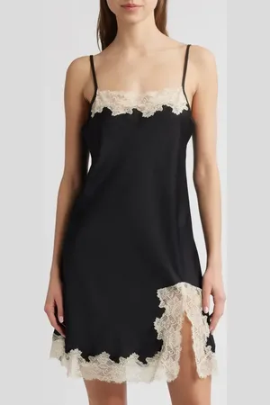 Open Edit Lace Trim Satin Chemise in at Nordstrom, Size X-Small