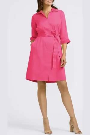 Foxcroft Agnes Belted Cotton Blend Shirtdress in at Nordstrom, Size Medium