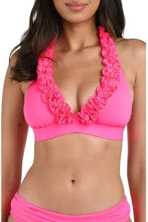 La Blanca Island Goddess Ruffle Halter Bikini Top in at Nordstrom, Size 12