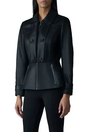 Mackage Barbara Leather Peplum Jacket in at Nordstrom, Size Medium