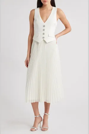 LIKELY Myla Mixed Media Pleated Dress in at Nordstrom, Size 10