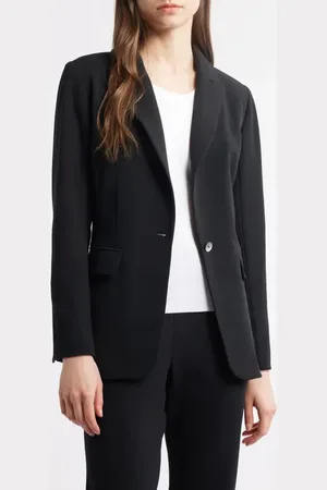 Ming Wang X Tanya Foster Deco Crepe One-Button Blazer in at Nordstrom, Size Medium
