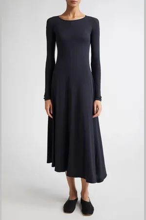 Fforme Jo Long Sleeve Stretch Silk Crepe Jersey Asymmetric Dress in at Nordstrom, Size Medium