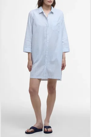 Barbour Seaglow Stripe Cotton & Linen Shirtdress in at Nordstrom, Size 8 Us