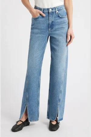 RAG&BONE High Waist Slit Hem Straight Leg Jeans in at Nordstrom, Size 24