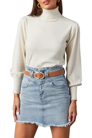 Vici Collection Raisman Blouson Sleeve Turtleneck Sweater in at Nordstrom, Size Small