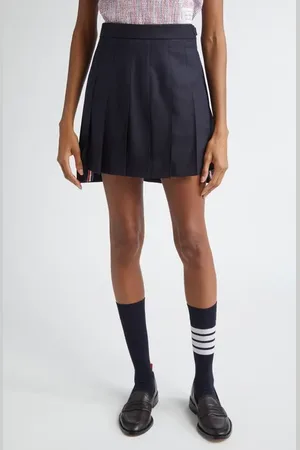 Thom Browne Drop Back Pleated Wool Miniskirt in at Nordstrom, Size 8 Us