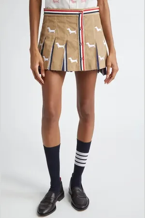Thom Browne Hector Pleated Corduroy Miniskirt in at Nordstrom, Size 0 Us