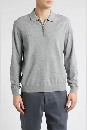 THEORY Long Sleeve Quarter Zip Polo Sweater in at Nordstrom, Size Large