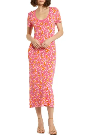 Mac Duggal Short Sleeve Scoop Neck Floral Knit Maxi Dress in at Nordstrom, Size X-Large