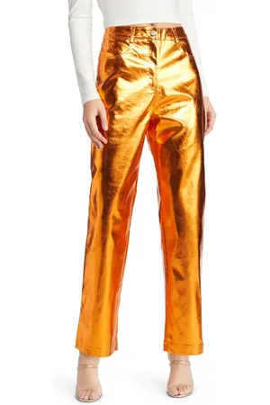 Amy Lynn Shiny Straight Leg Pants in at Nordstrom, Size Small