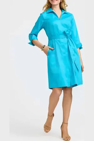 Foxcroft Agnes Belted Cotton Blend Shirtdress in at Nordstrom, Size X-Large